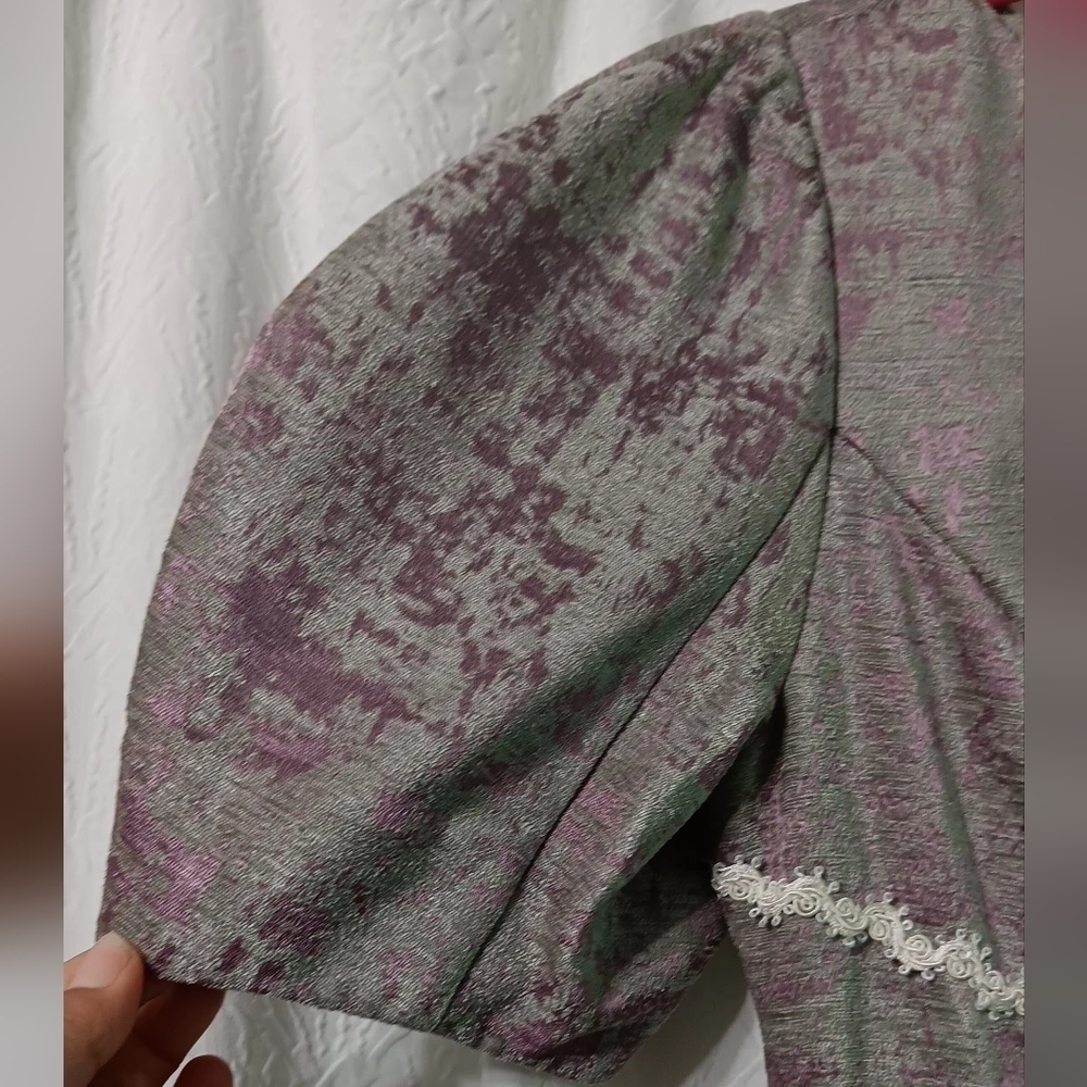 NWT D. CHIC Coquette Velvet Purple/ Gray Princess Cut Size L - Picture 6 of 11